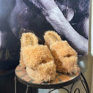Light Brown Teddy Bear Fluffy Lemon Drop High Heels